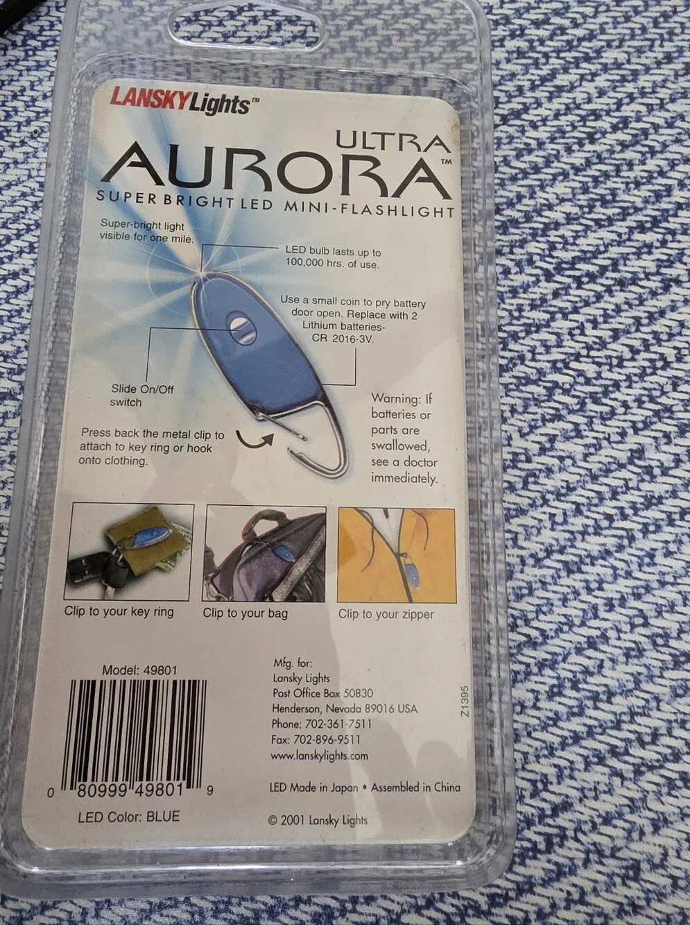 Lansky Aurora Ultra Blue Mini LED Flashlight with Clip